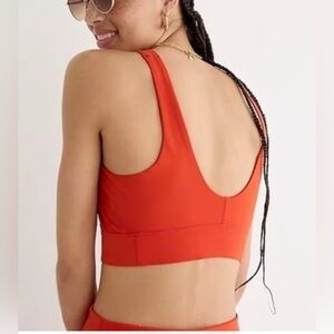 Jcrew cloud stretch high neck sports bra-new with tag-small-reddish orange